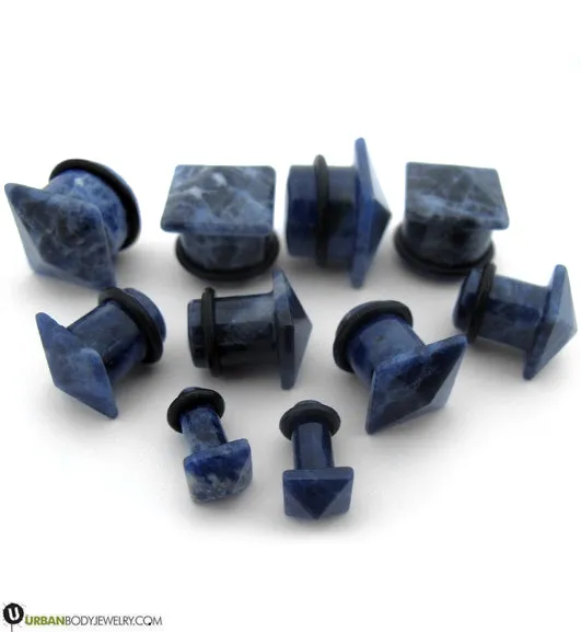 00G Blue Sodalite Stone Squared Plugs