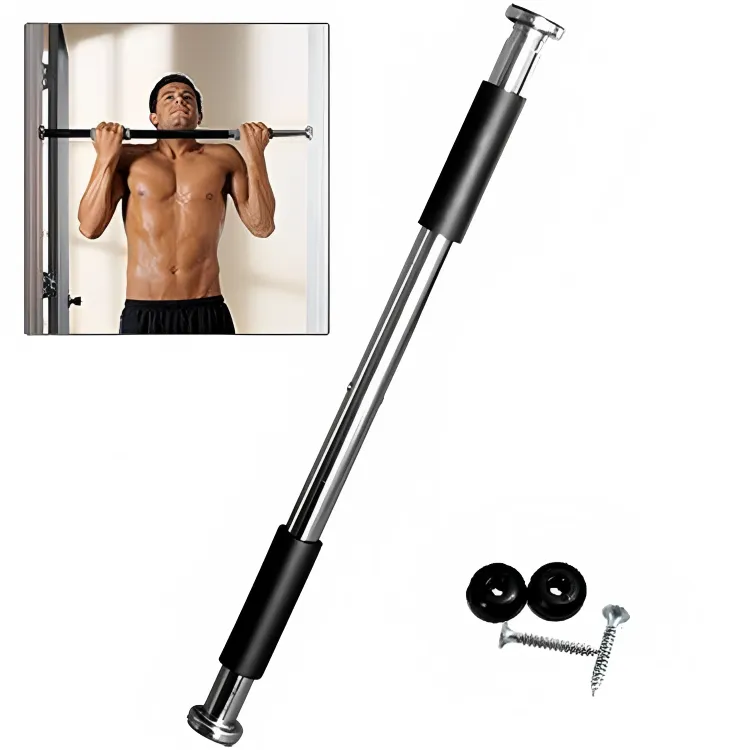 100 cm Door Gym / Pull up  Bar - Silver with Black Handle - Adjustable 100 cm