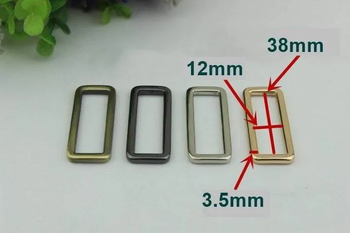 10pcs Strap Slider Bag Hardware Rectangle Single Loop Metal Buckle Adjuster Gold Silver Gunmetal Bronze Purse Handbag Making Bulk 38x12mm