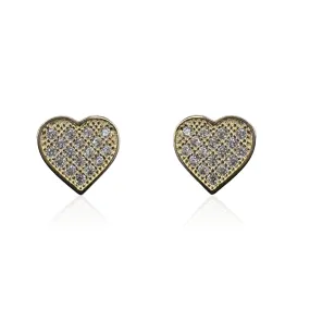 14K Medium Raised Pave Heart Baby Earring