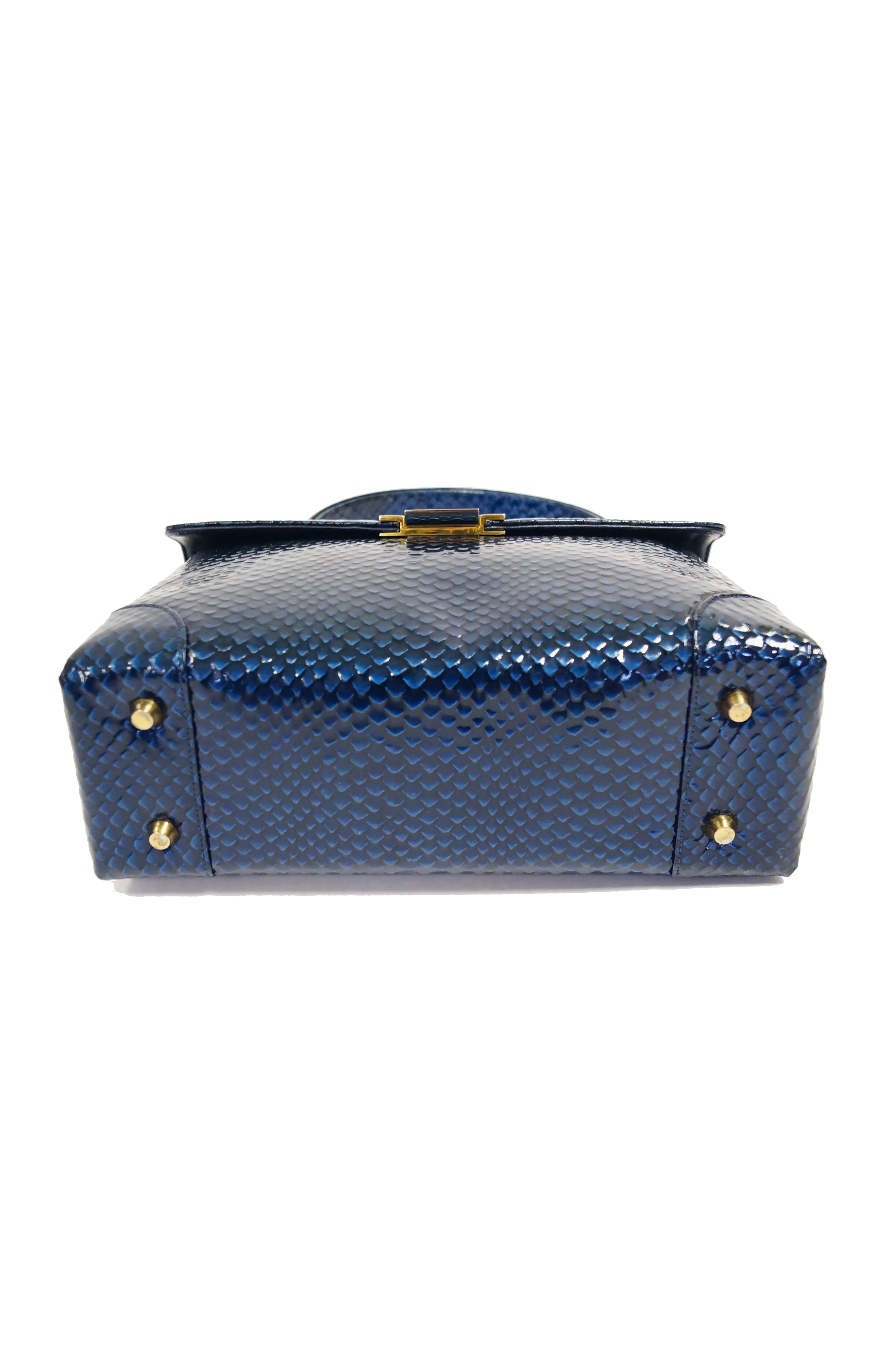 1960s Koret Blue Embossed Reptile Bag