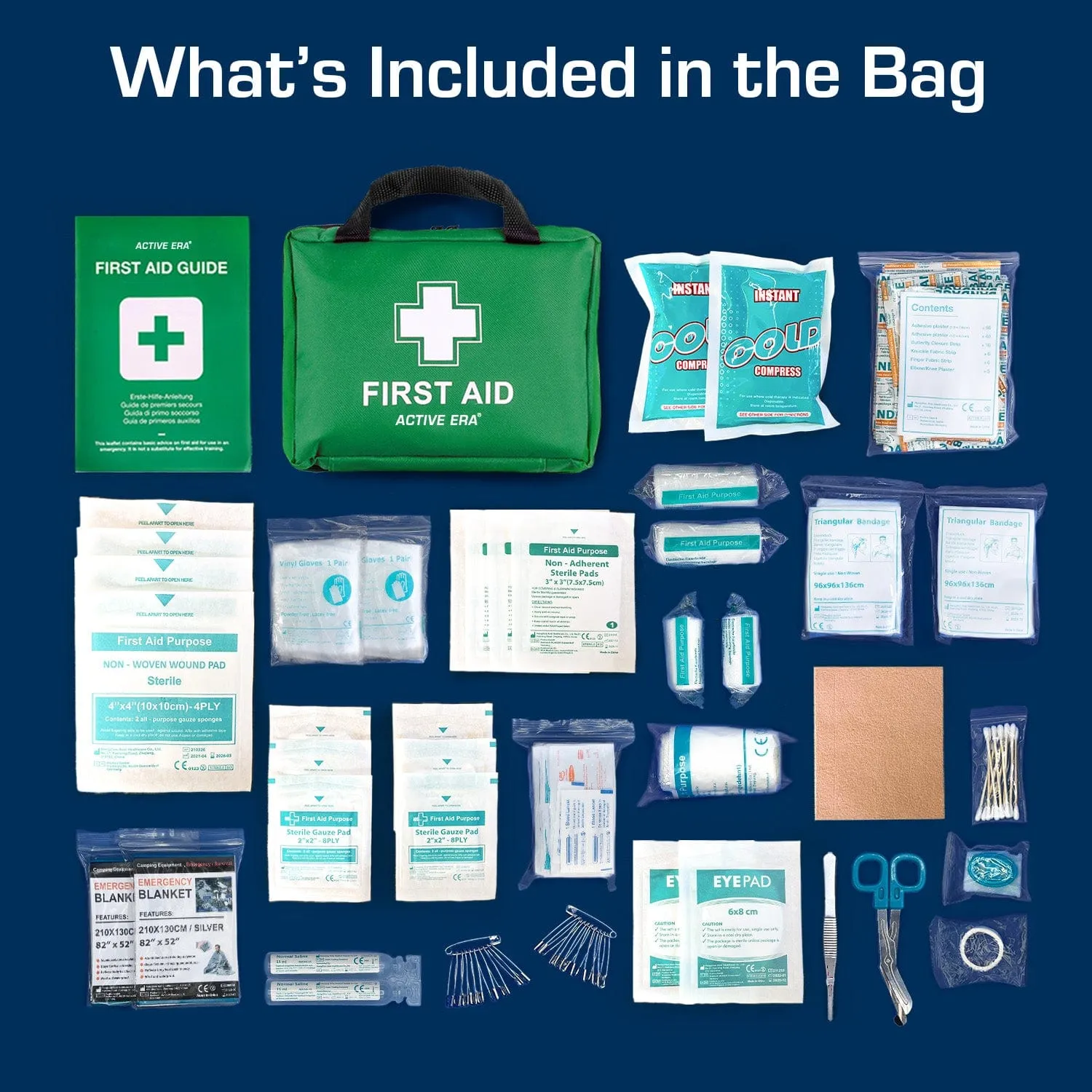 220 Piece Premium First Aid Kit Bag - Green