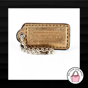 2" Medium COACH METALLIC GOLD LEATHER KEY FOB BAG CHARM KEYCHAIN HANGTAG TAG