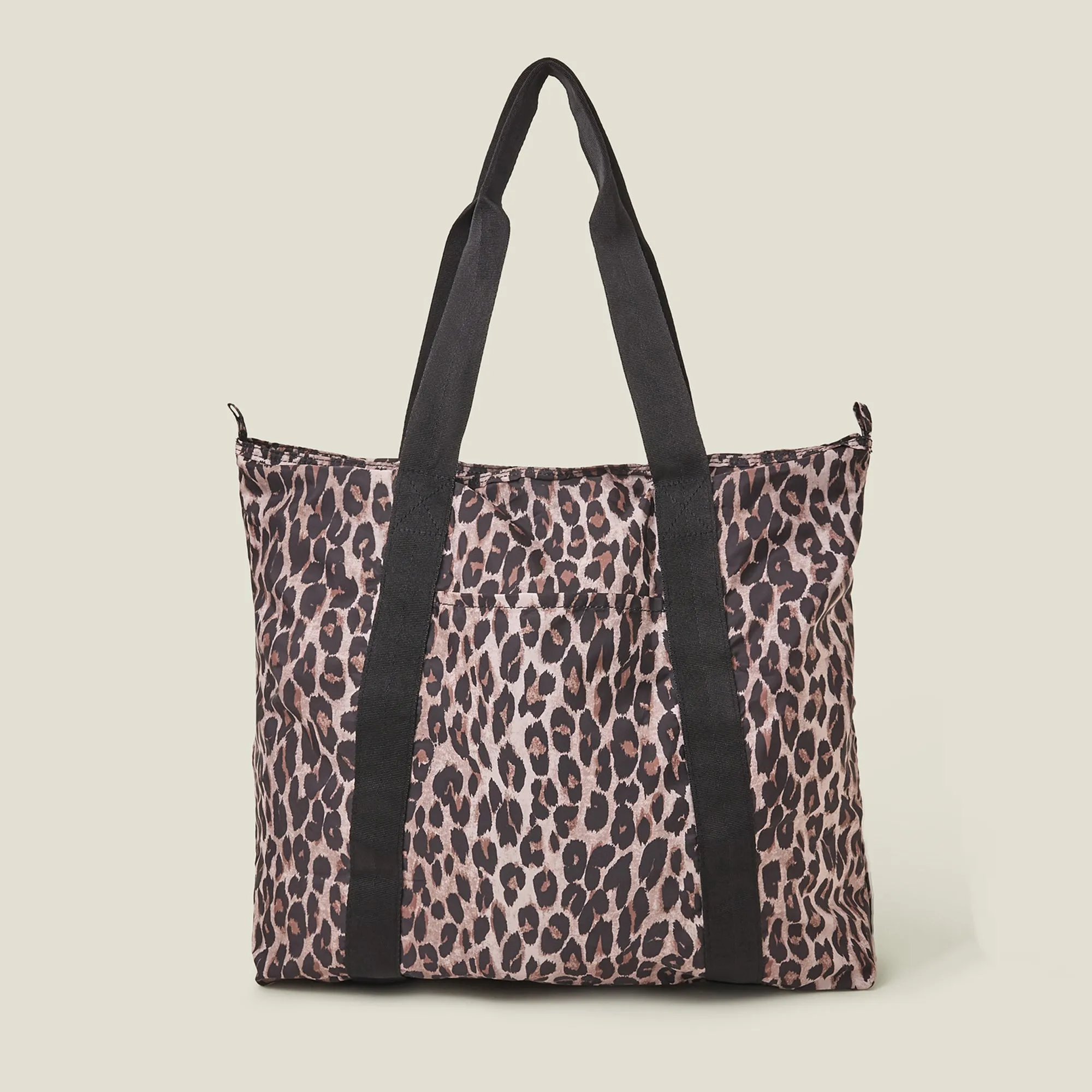 Accessorize London Women's Black Packable Leopard Print Tote Bag