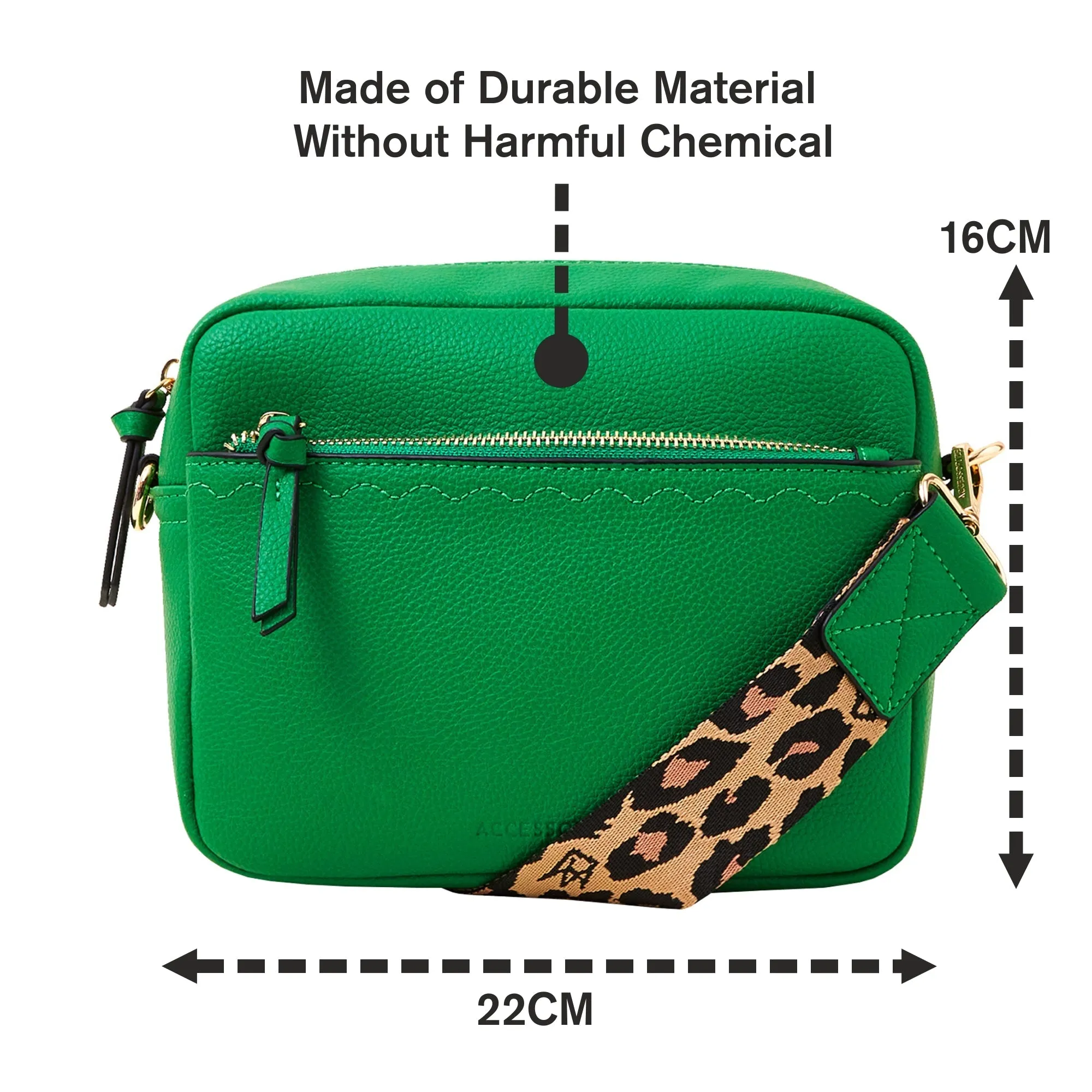 Accessorize London Women's Green Camera Bag With Webbing Strap