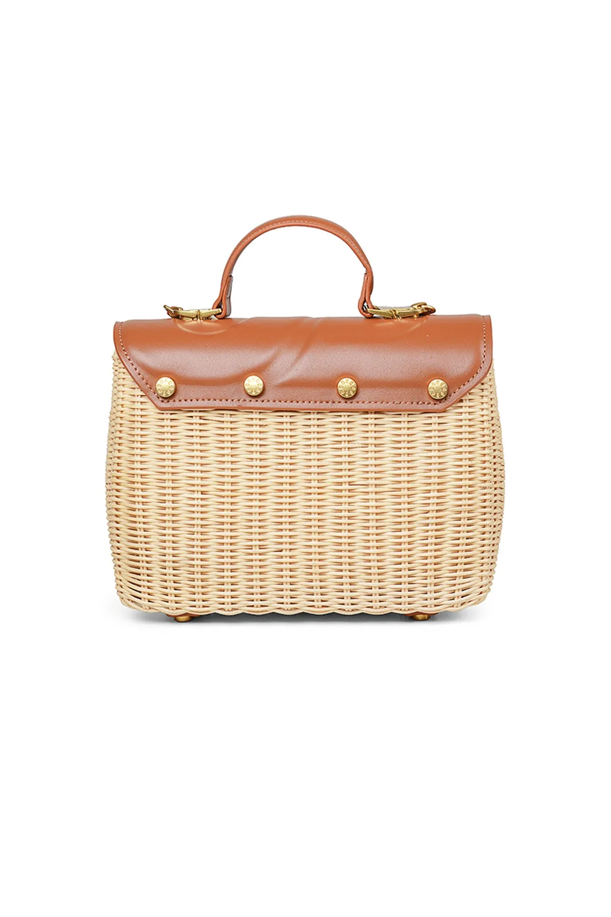 Alma Rattan Bag Medium - Caramel