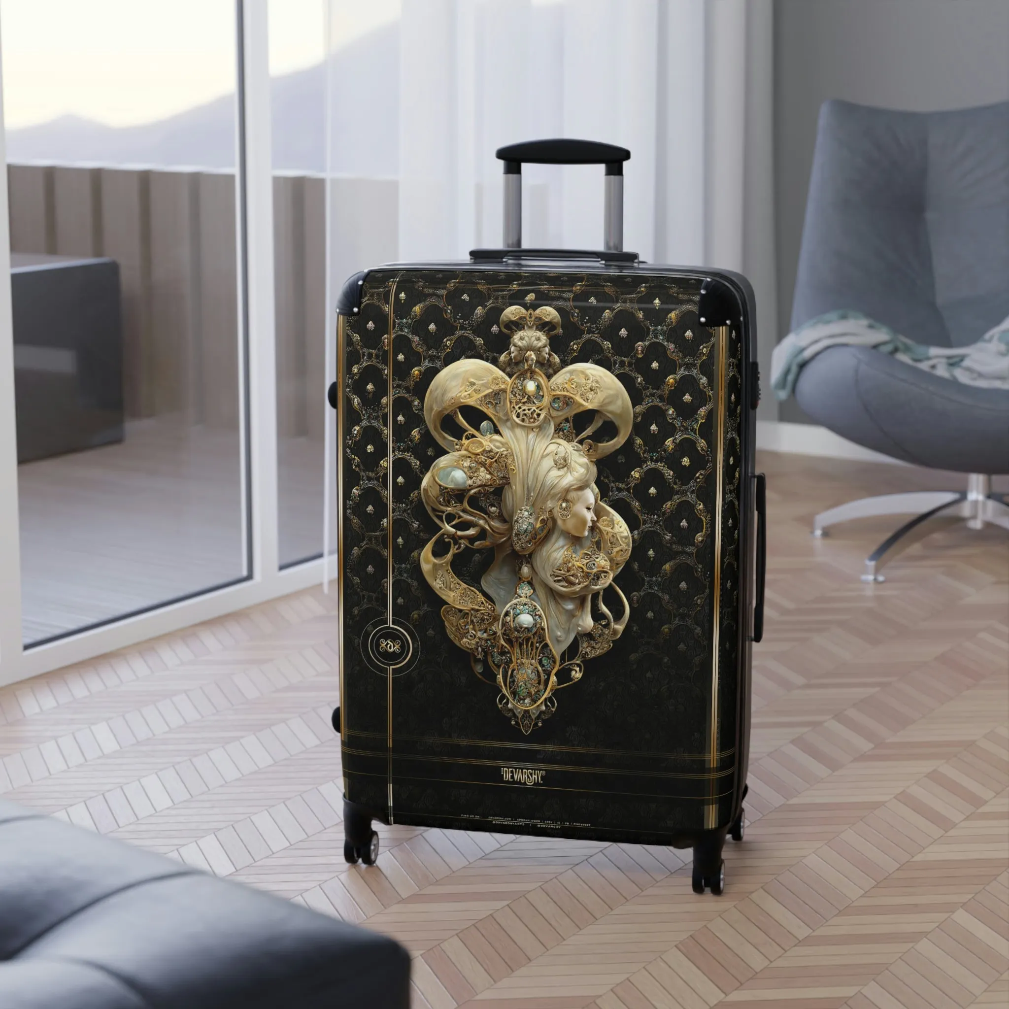 Angel on my Suitcase Carry-on Suitcase 3 Sizes Baroque Travel Luggage Hard shell Suitcase | D20118A