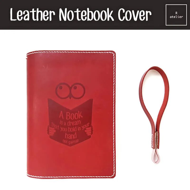 B6 Leather TN Leather Notebook Journal Cover with Embossed Illustration