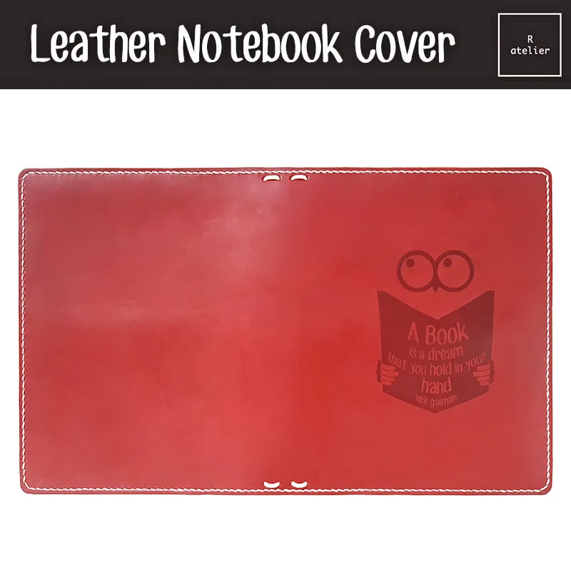 B6 Leather TN Leather Notebook Journal Cover with Embossed Illustration