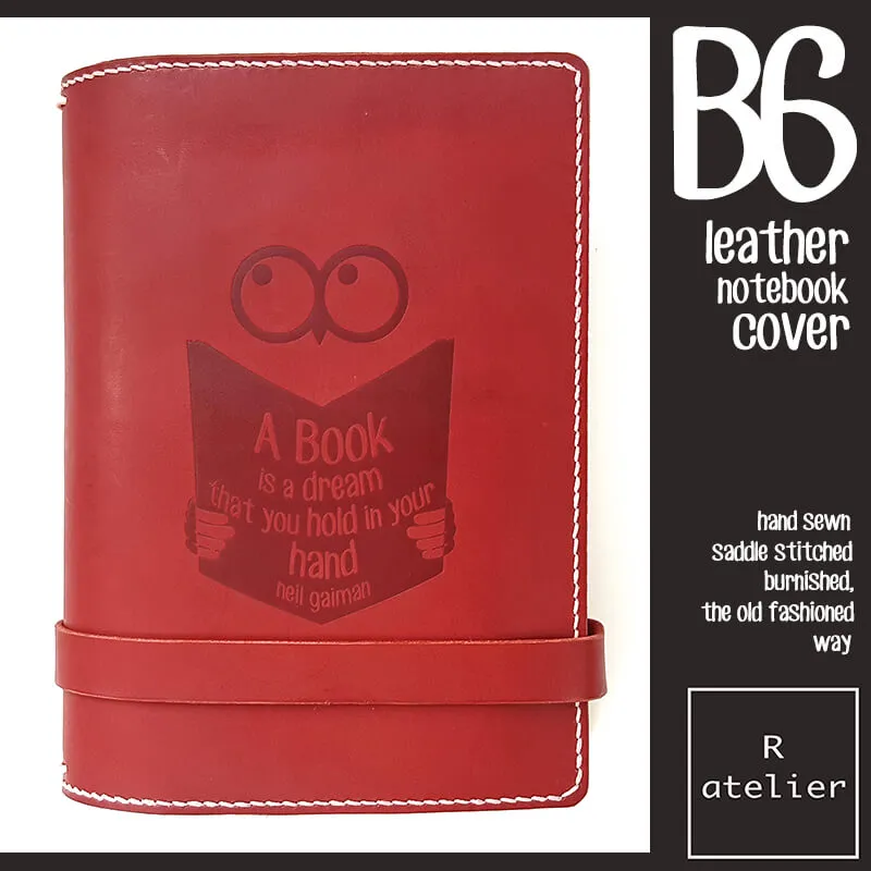 B6 Leather TN Leather Notebook Journal Cover with Embossed Illustration