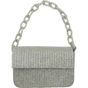 BEADED SHOULDER BAG SILVER