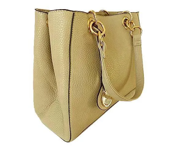 BEIGE MULTI-COMPARTMENT CHAIN HANDBAG WITH STRAP