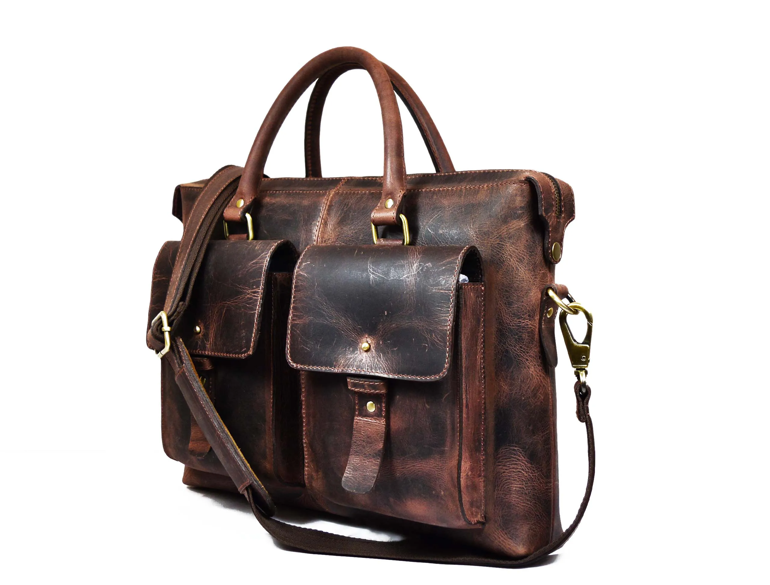 Berkeley Leather Portfolio Bag - Walnut Brown