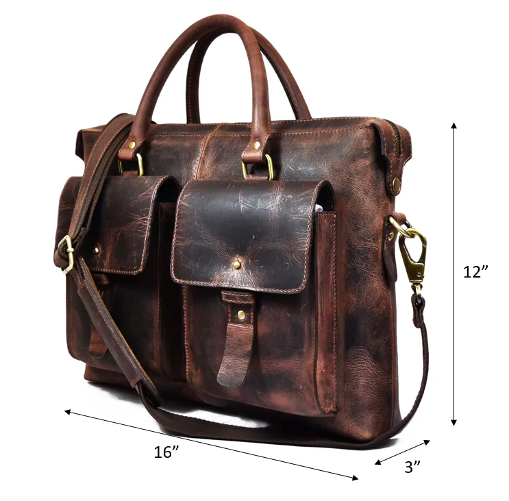 Berkeley Leather Portfolio Bag - Walnut Brown