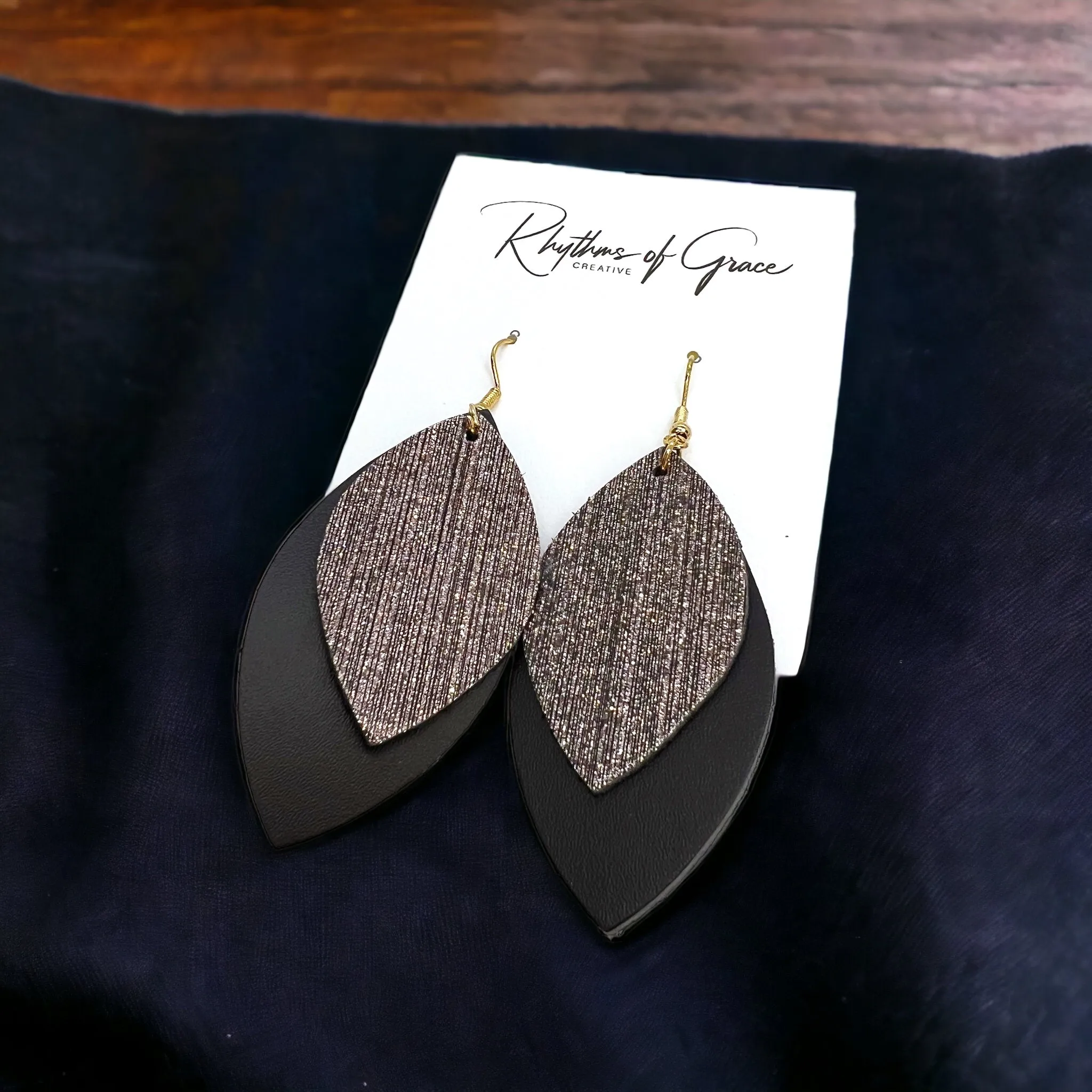 Black and Gold Earrings - Silver and Black, Black Earrings, Sparkle Earrings, Gold and Black