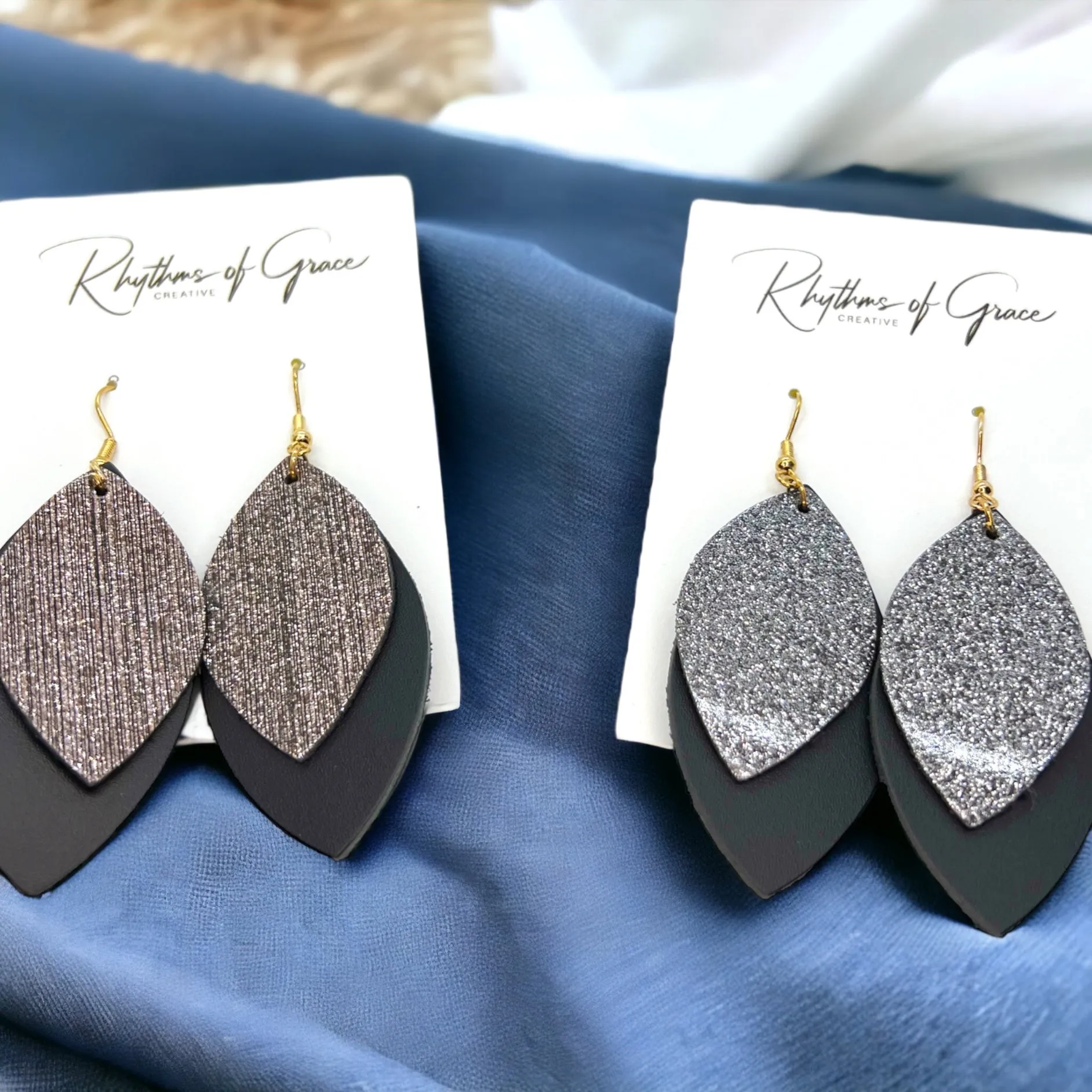 Black and Gold Earrings - Silver and Black, Black Earrings, Sparkle Earrings, Gold and Black