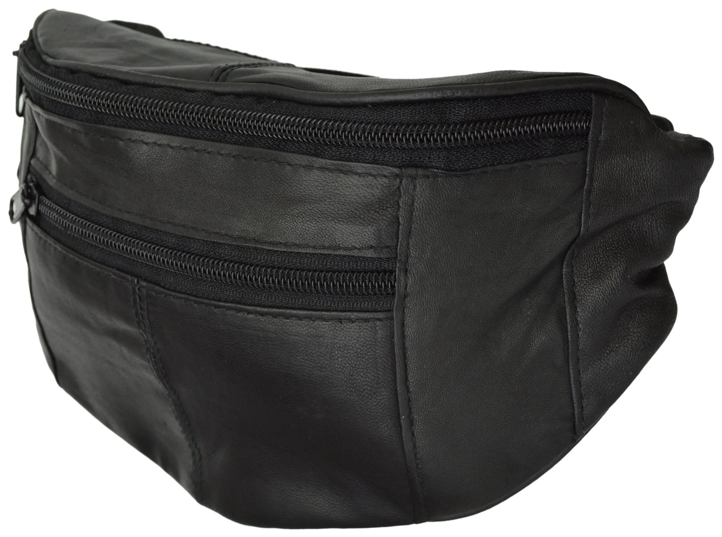 Black Leather Unisex Fanny Pack Waist Bag Hip Pouch Clip Belt cell phone holder by Marshal