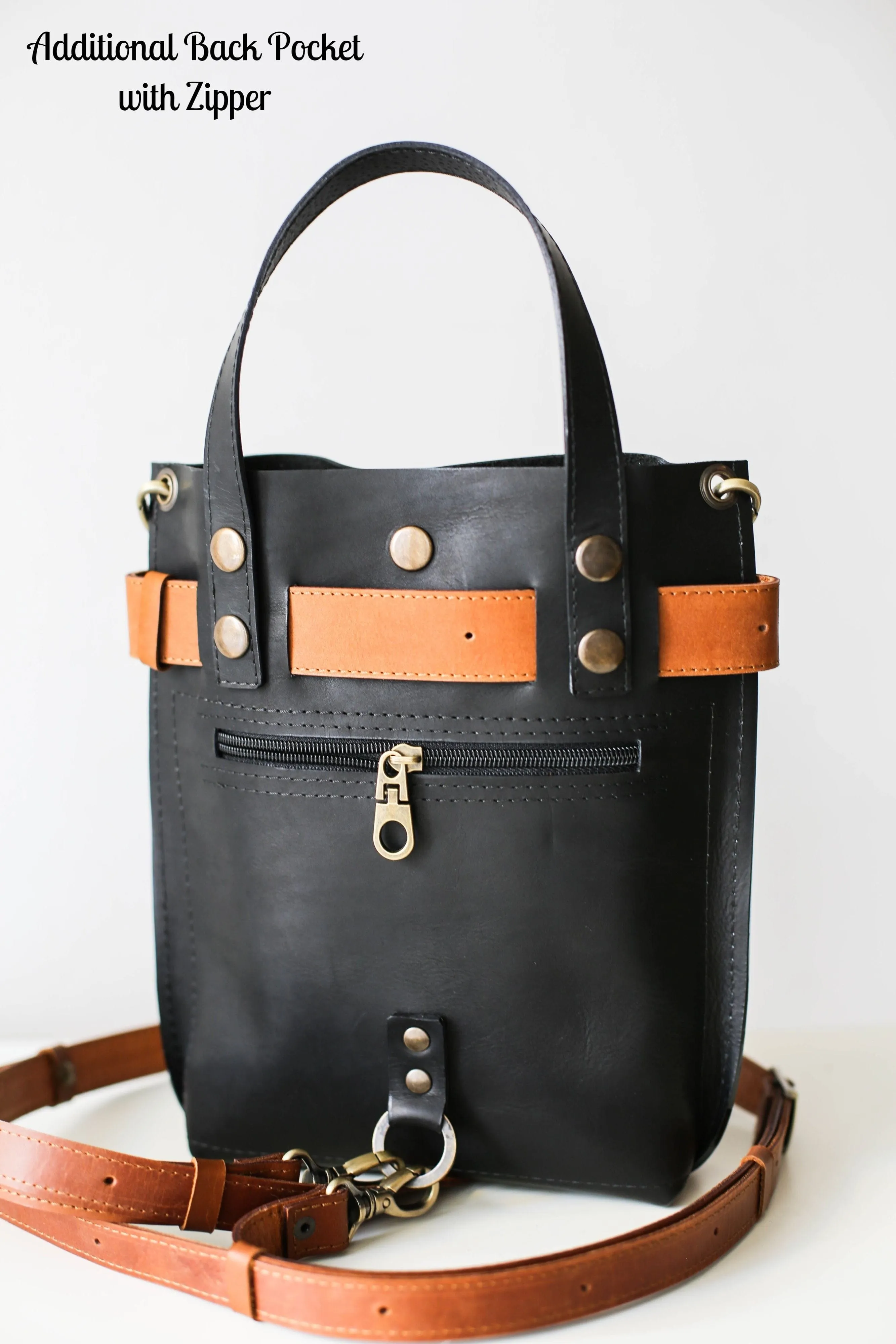 Black Mini Leather Backpack (dual color)