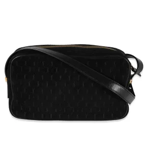 Black Suede & Leather All-Over Monogram Camera Bag