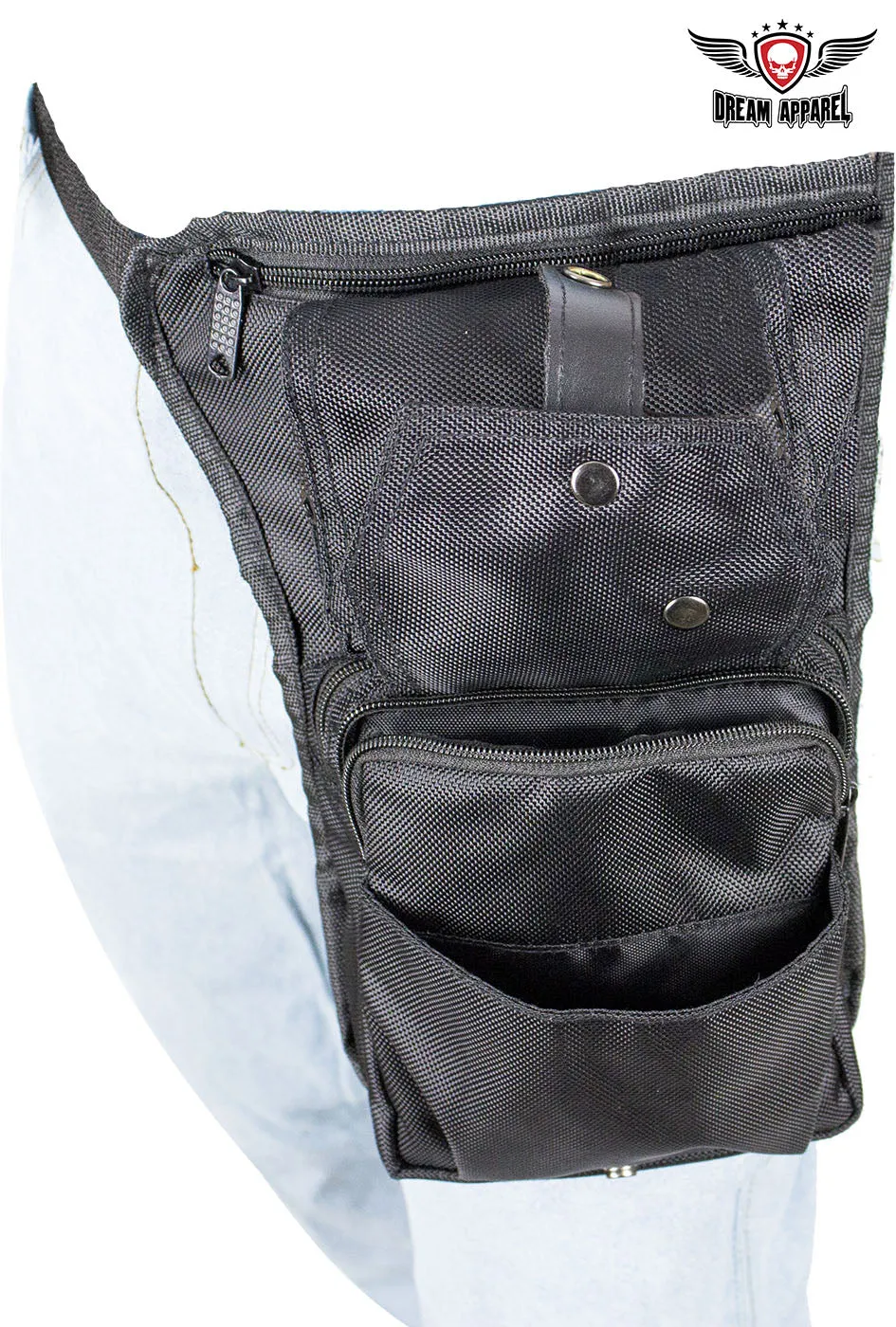 Black Textile Multi Pocket Thigh Bag with Gun Pocket