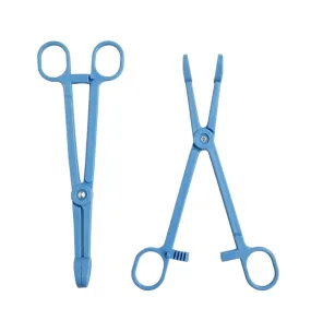 Blue Disposable Plastic Sponge Forcep 7 1/2"