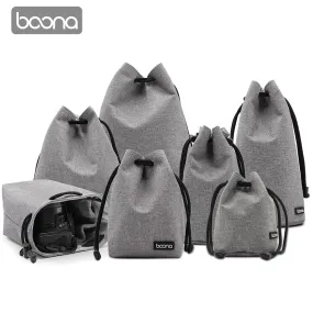 BOONA  Camera Bag Lens Bag Camera Pouch Lens Case  Drawstring Pouch for DSLR Nikon Canon Sony Pentax Waterproof Velvet Protect