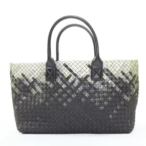 BOTTEGA VENETA Limited Cabat MM clear pvc black leather intrecciato tote bag