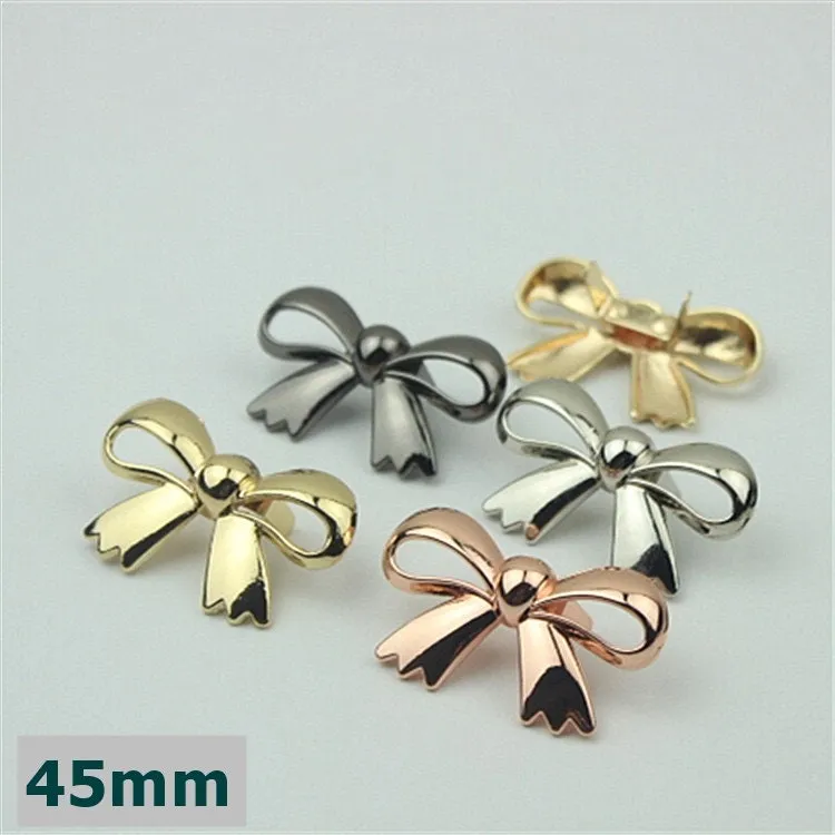 BowKnot Purse Label 1/10pcs Bag Hardware Charm Rose Gold Silver Black Handmade Purse Handbag Making Metal Decoration 45mm Wholesale Supplies