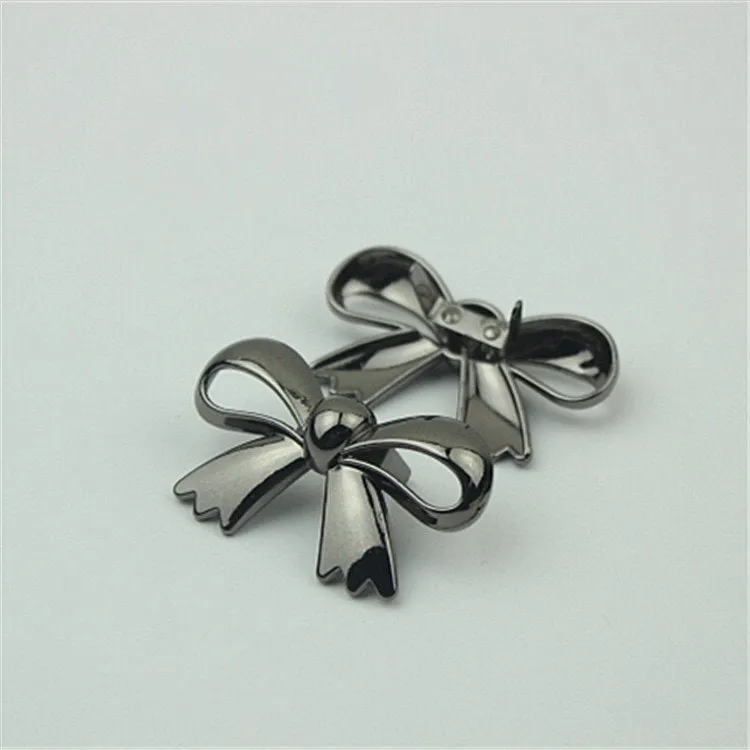 BowKnot Purse Label 1/10pcs Bag Hardware Charm Rose Gold Silver Black Handmade Purse Handbag Making Metal Decoration 45mm Wholesale Supplies