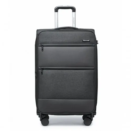 British Traveller 24 Inch Lightweight Expandable Suitcase with TSA Lock - Black