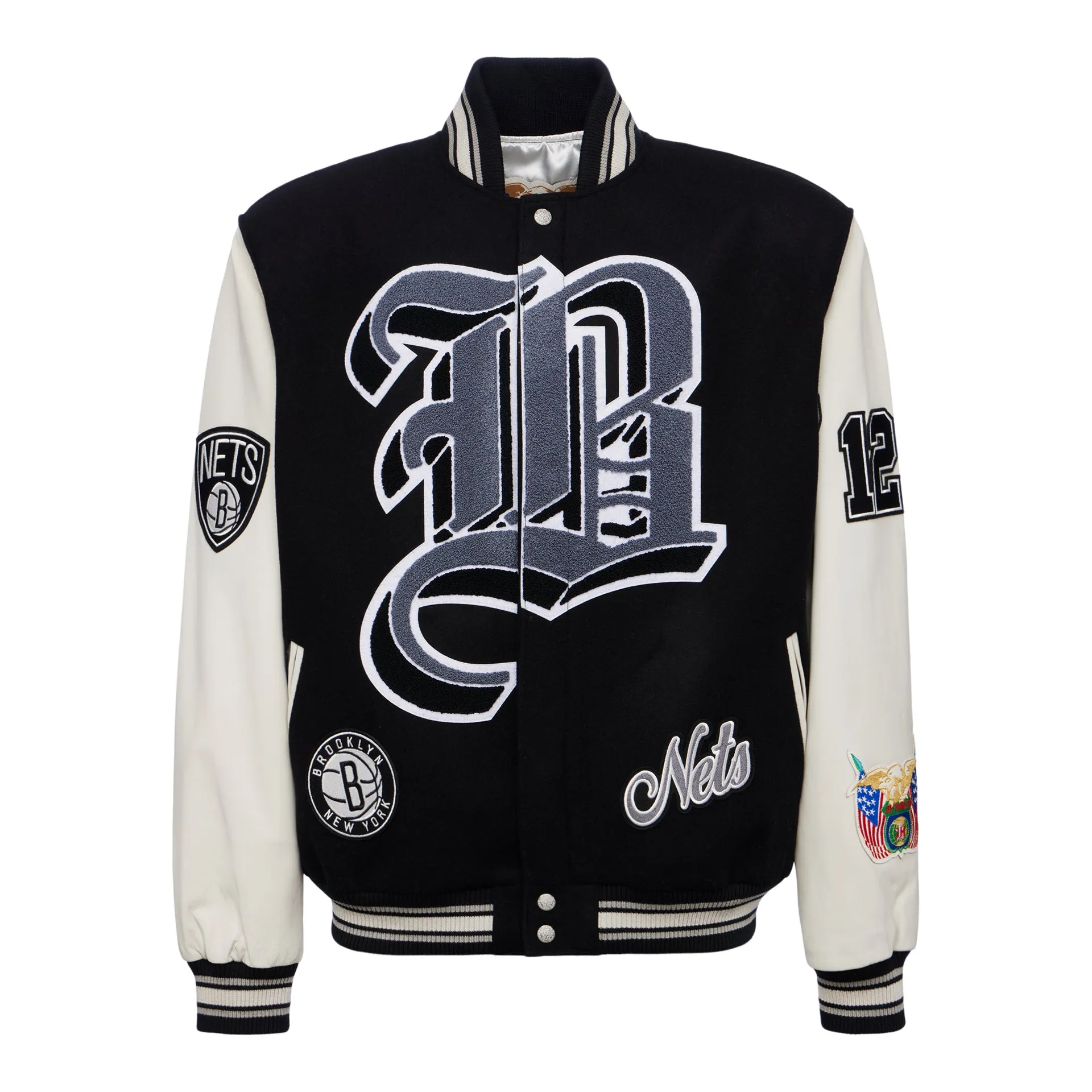 BROOKLYN NETS WOOL & LEATHER VARSITY JACKET