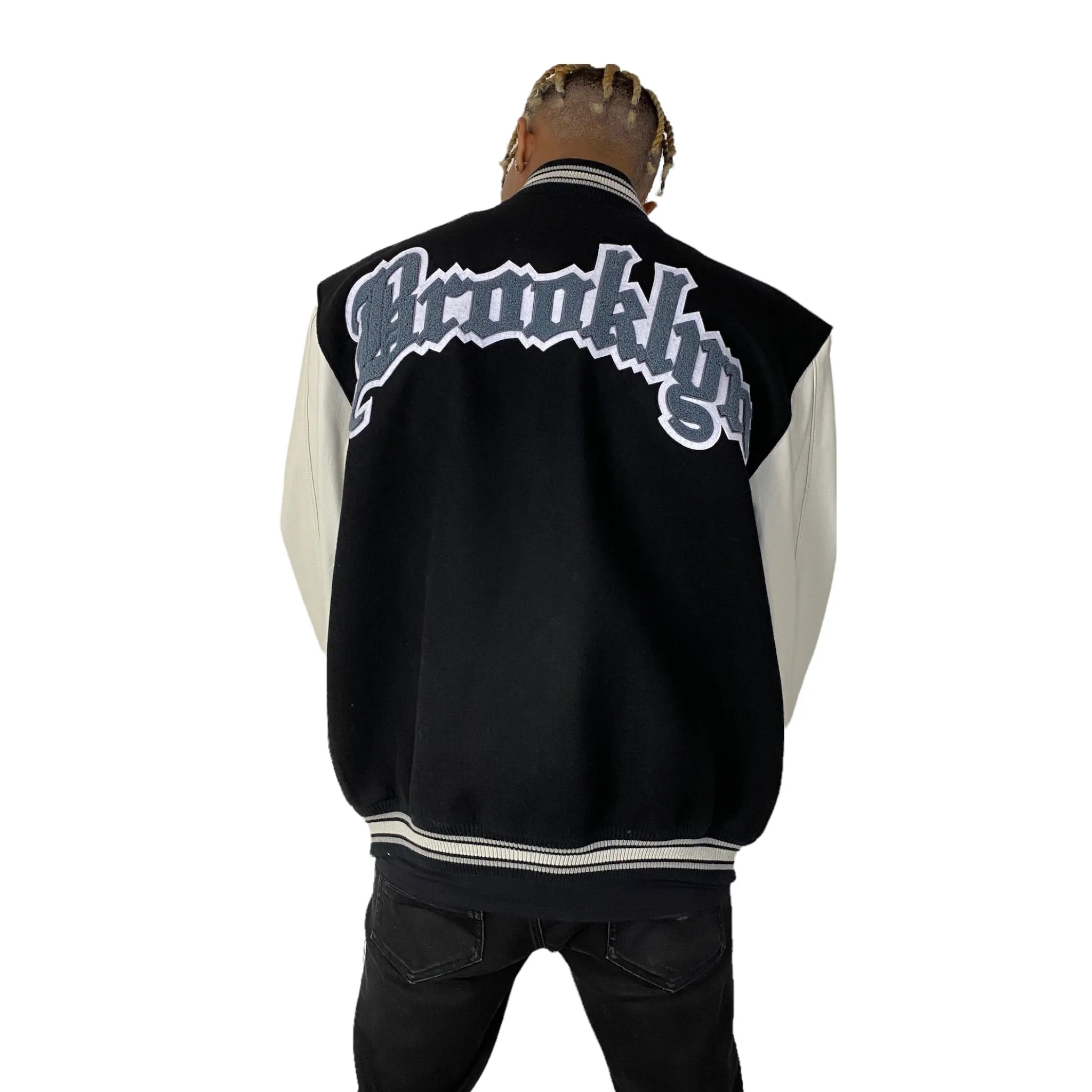 BROOKLYN NETS WOOL & LEATHER VARSITY JACKET