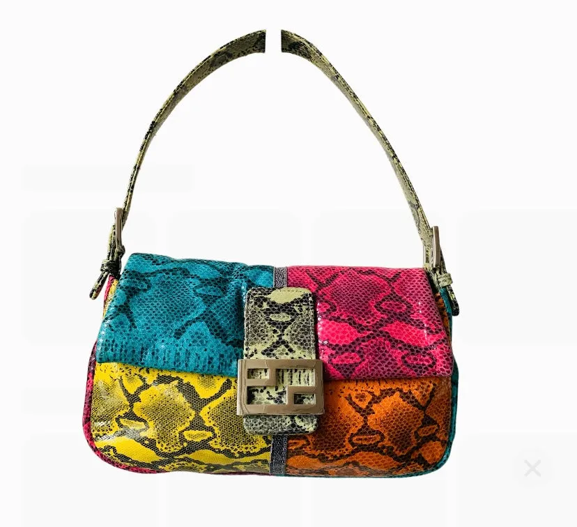 Cache Women’s Baguette Multicolor Shoulder Faux Leather Bag In Snake Print