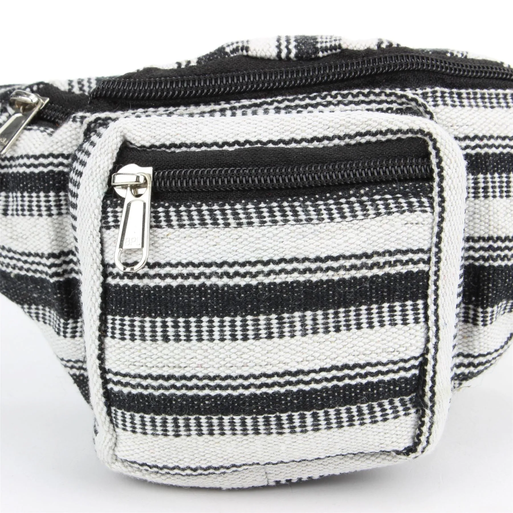 Canvas Bum Bag Money Belt Fanny Pack Black & White