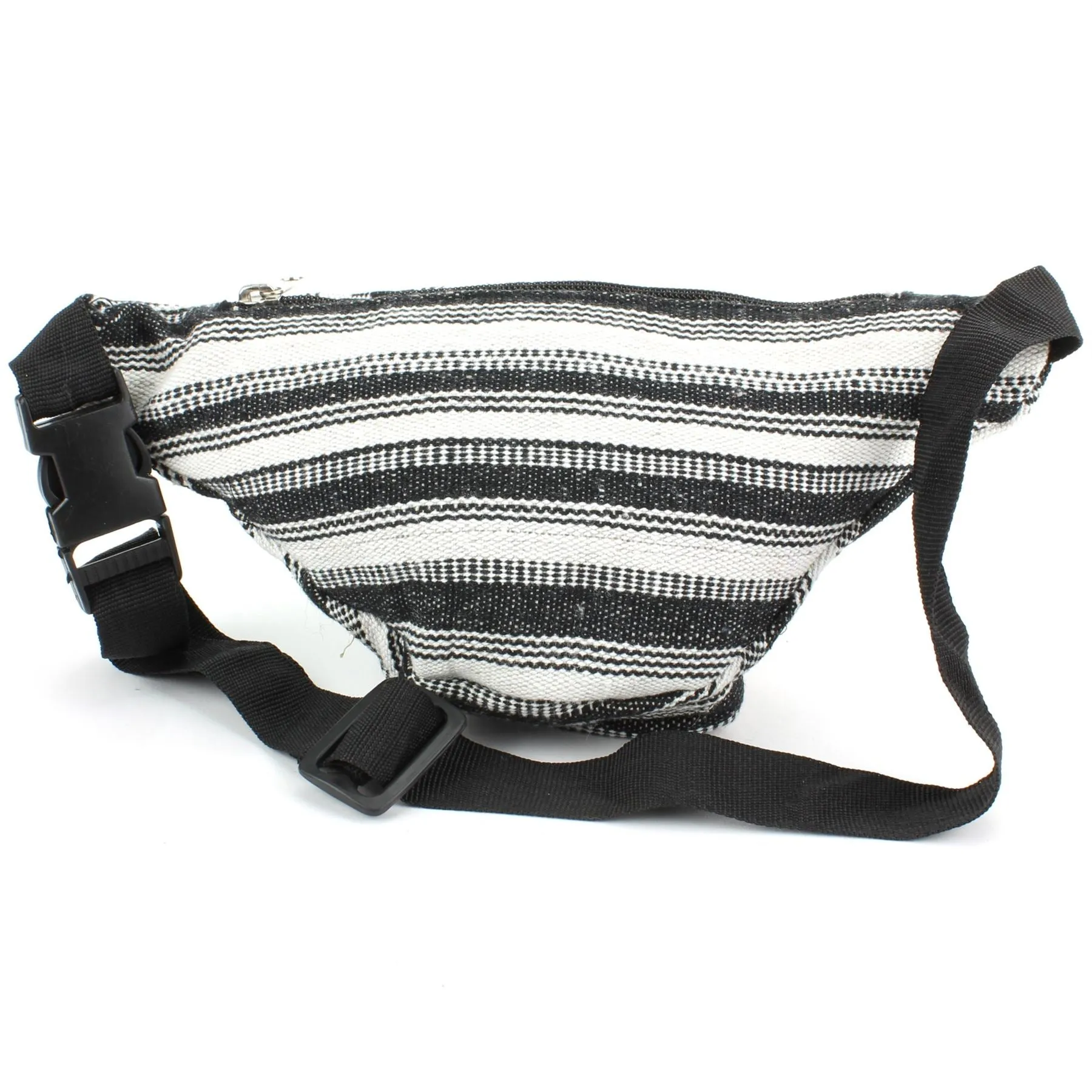 Canvas Bum Bag Money Belt Fanny Pack Black & White