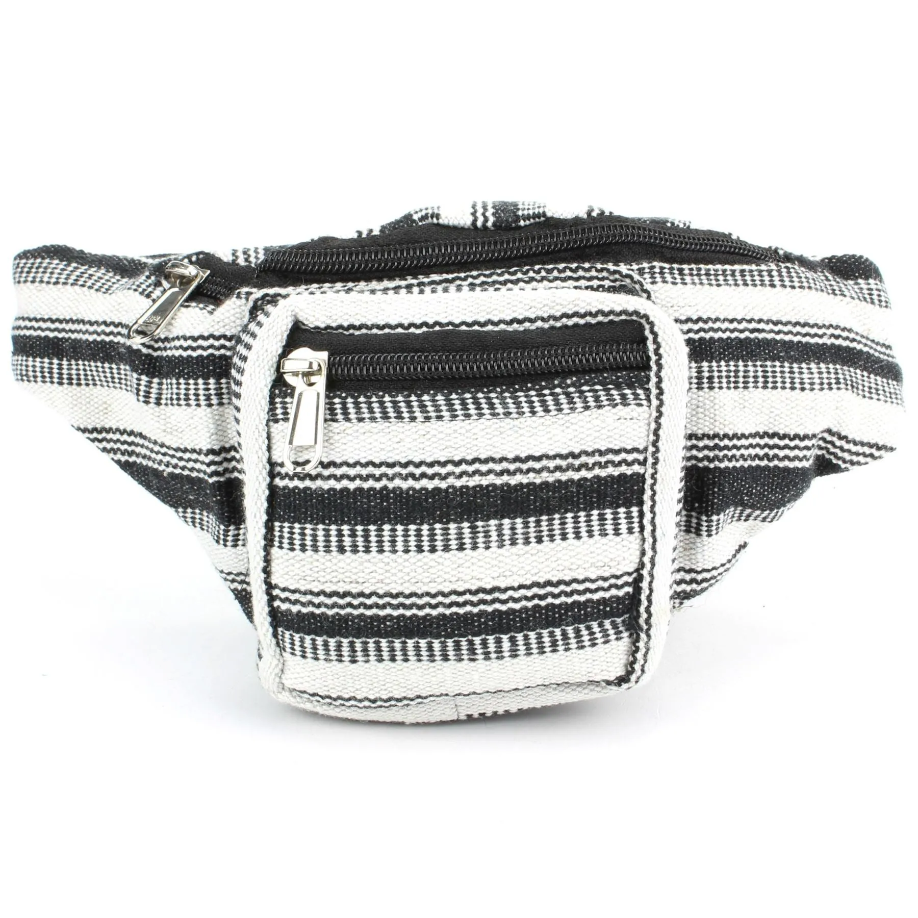 Canvas Bum Bag Money Belt Fanny Pack Black & White