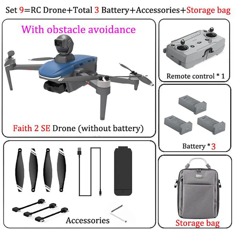 CFly Faith2 SE RC Drone 540° Obstacle Avoidance 3-Axis Gimbal Professional 4K Camera GPS 3KM FPV Quadcopter