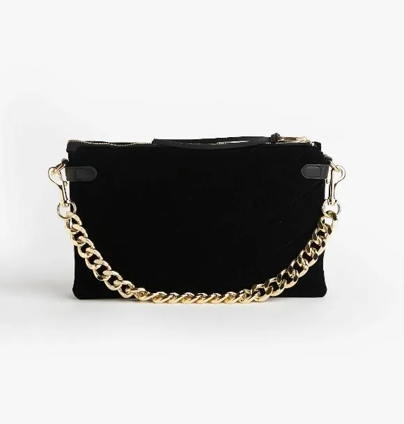 Chic Velvet Quilted Purse Black