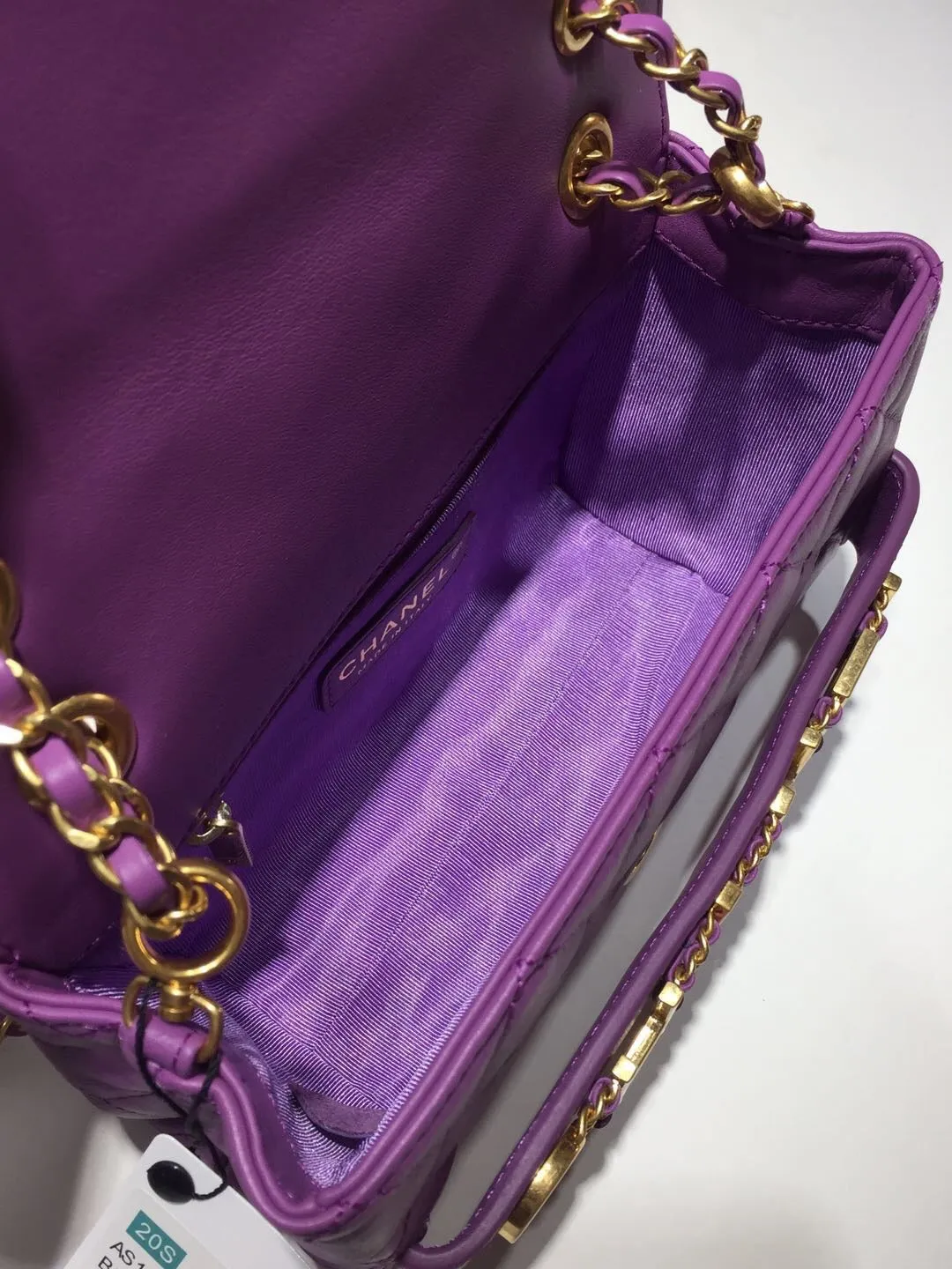 CHLFront Logo Small Flap Bag Gold Hardware Purple For Women, Women&#8217;s Handbags, Shoulder Bags 8.2in/21cm AS1490