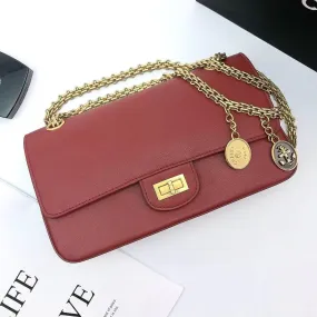 CHLMaroon Medallion Nude Reissue 2.55 Classic 225 Flap Red Bag For Women 24cm/9.4in