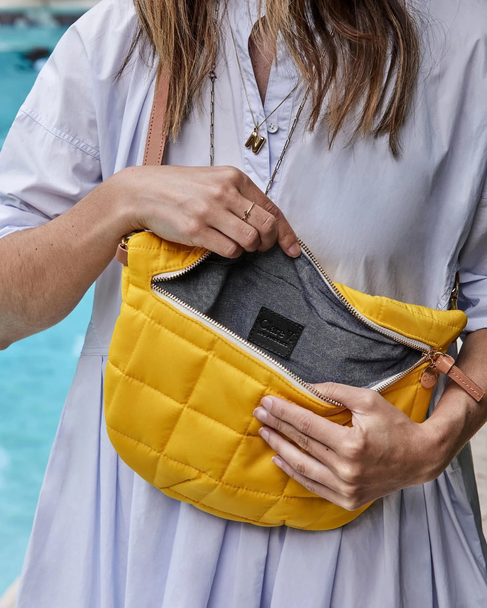 Clare V. - Grande Fanny Bag in Yellow Quilted Puffer