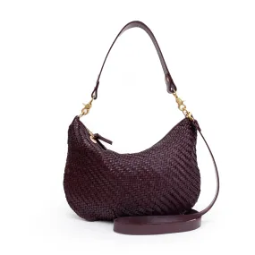 Clare V. - Moyen Messenger in Plum Woven Zig-Zag