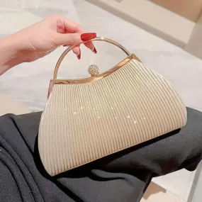 Clutch Gold Ruched Handbag for Women