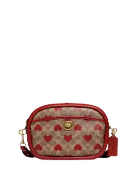 Coach Camera Bag In Signature Canvas With Heart Print