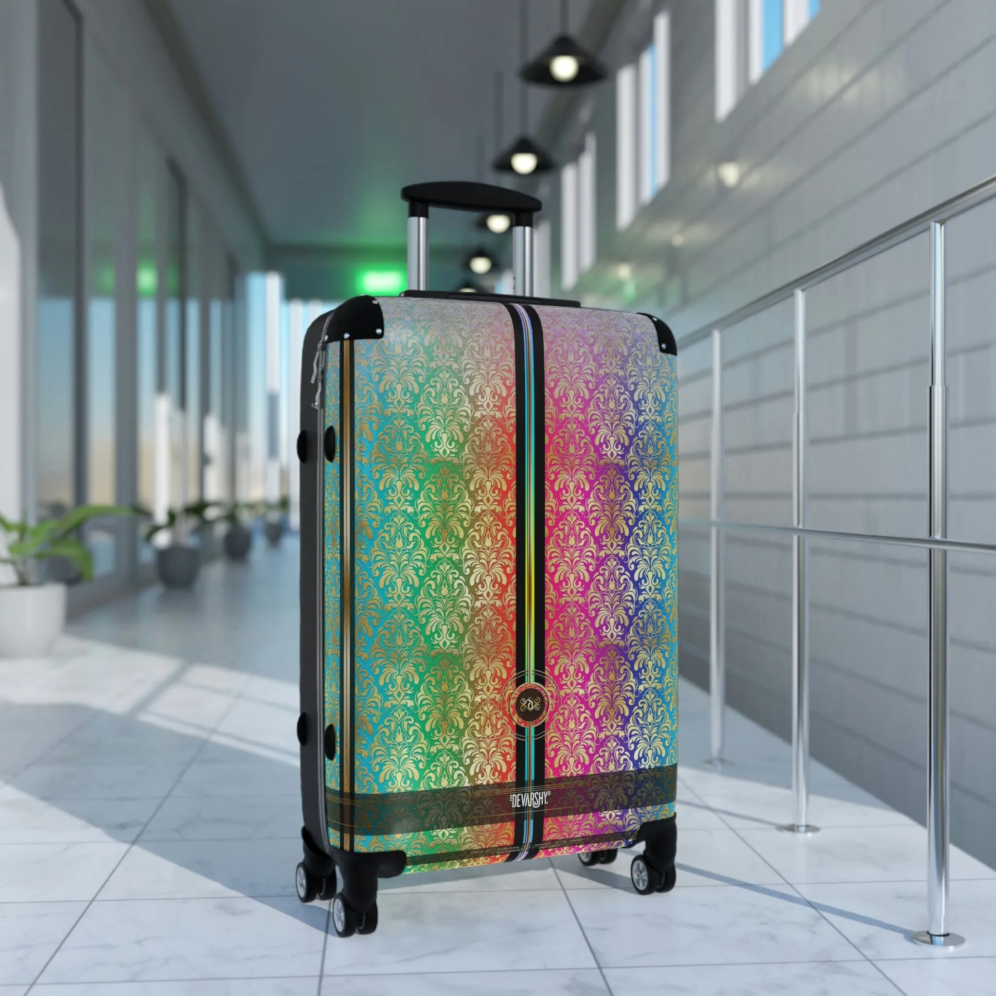 Colorful Damask Suitcase 3 Sizes Carry-on Suitcase Damask Luggage Hard Shell Suitcase | 100269