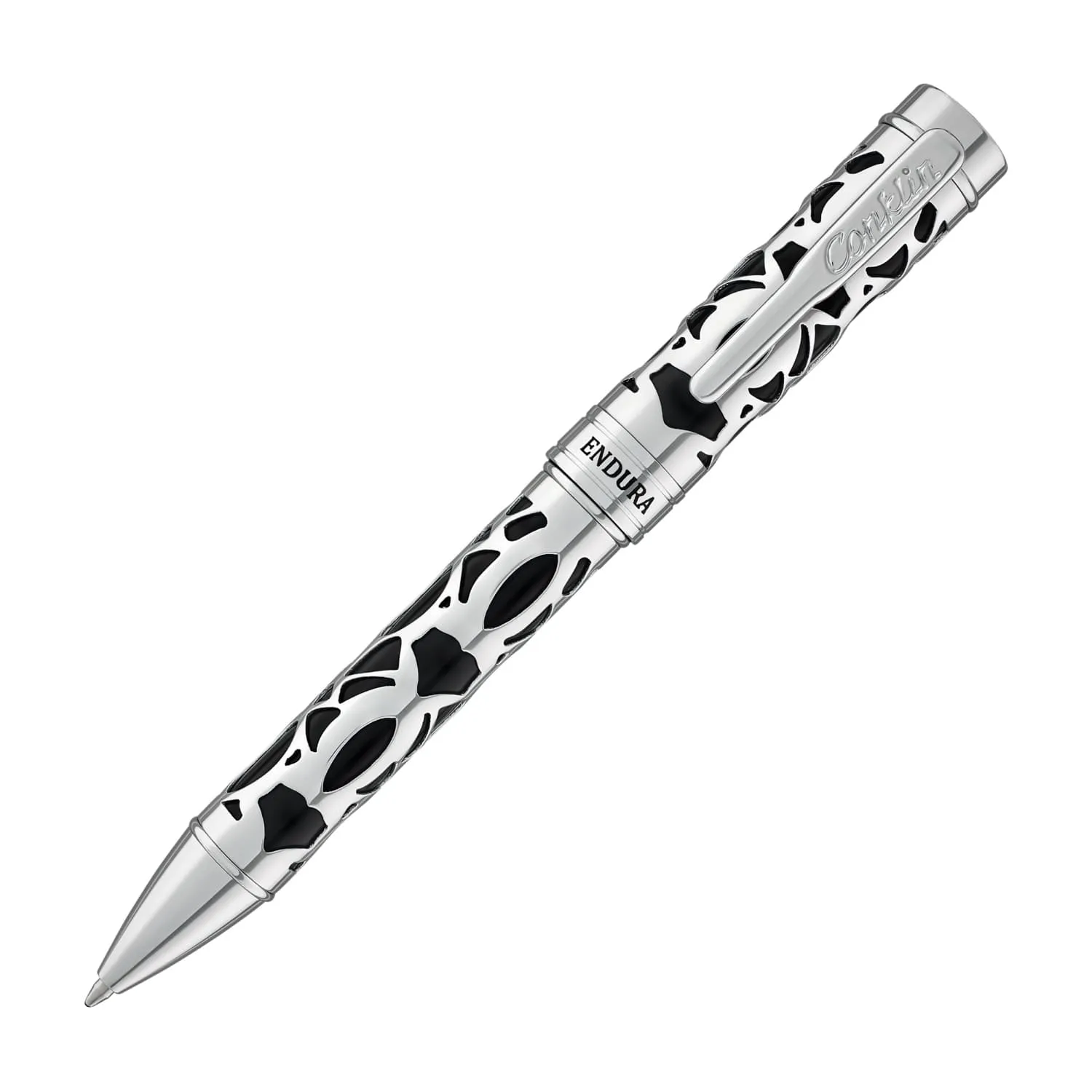 Conklin Endura Deco Crest Ballpoint Pen in Black with Chrome Trim