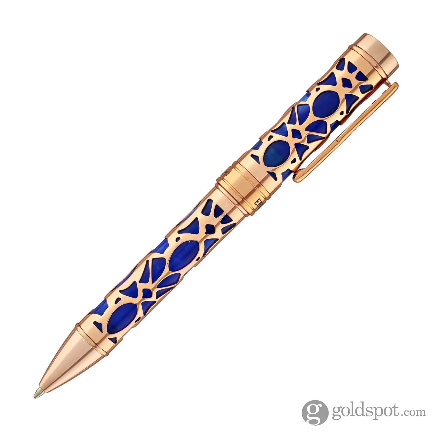 Conklin Endura Deco Crest Ballpoint Pen in Blue with Rosegold Trim