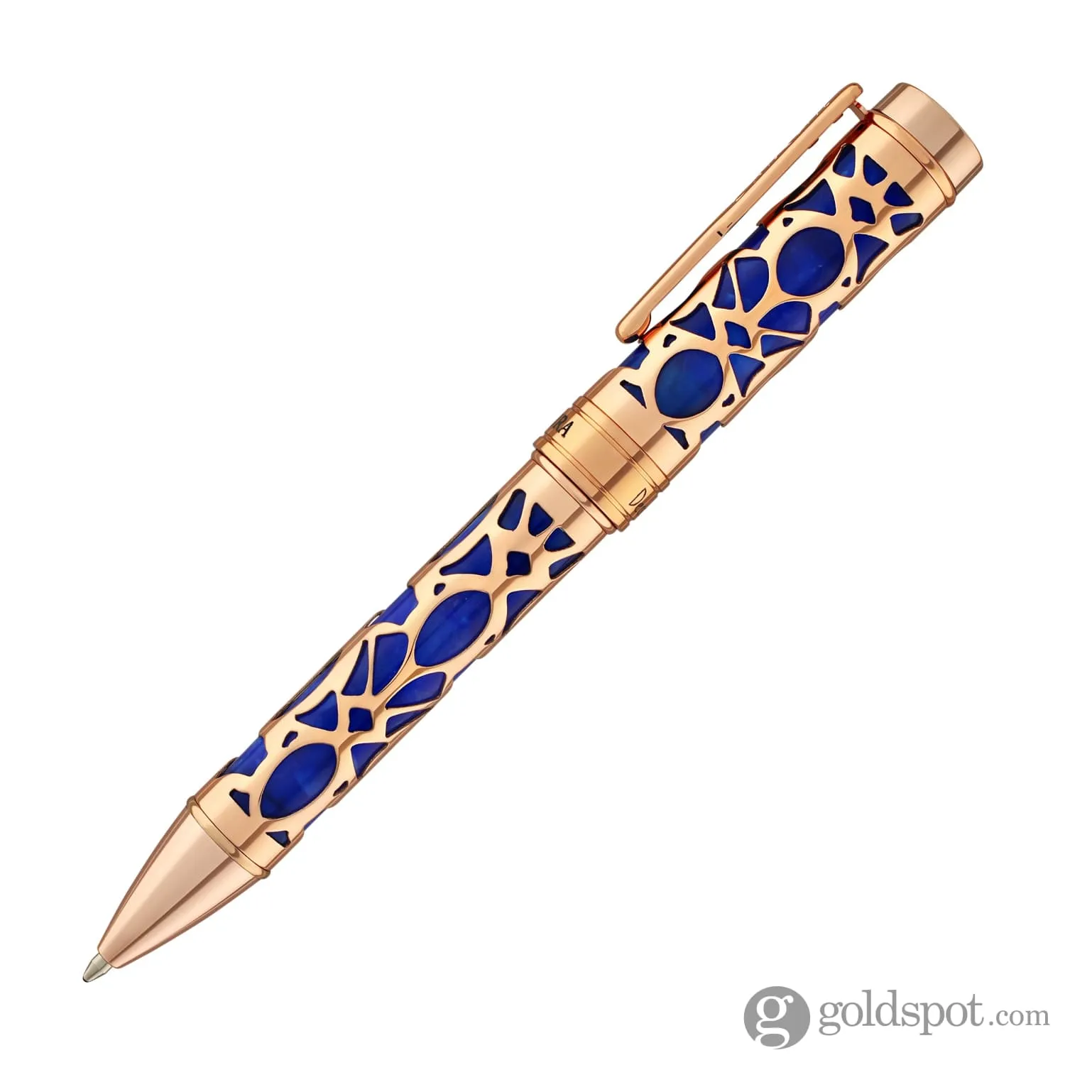 Conklin Endura Deco Crest Ballpoint Pen in Blue with Rosegold Trim