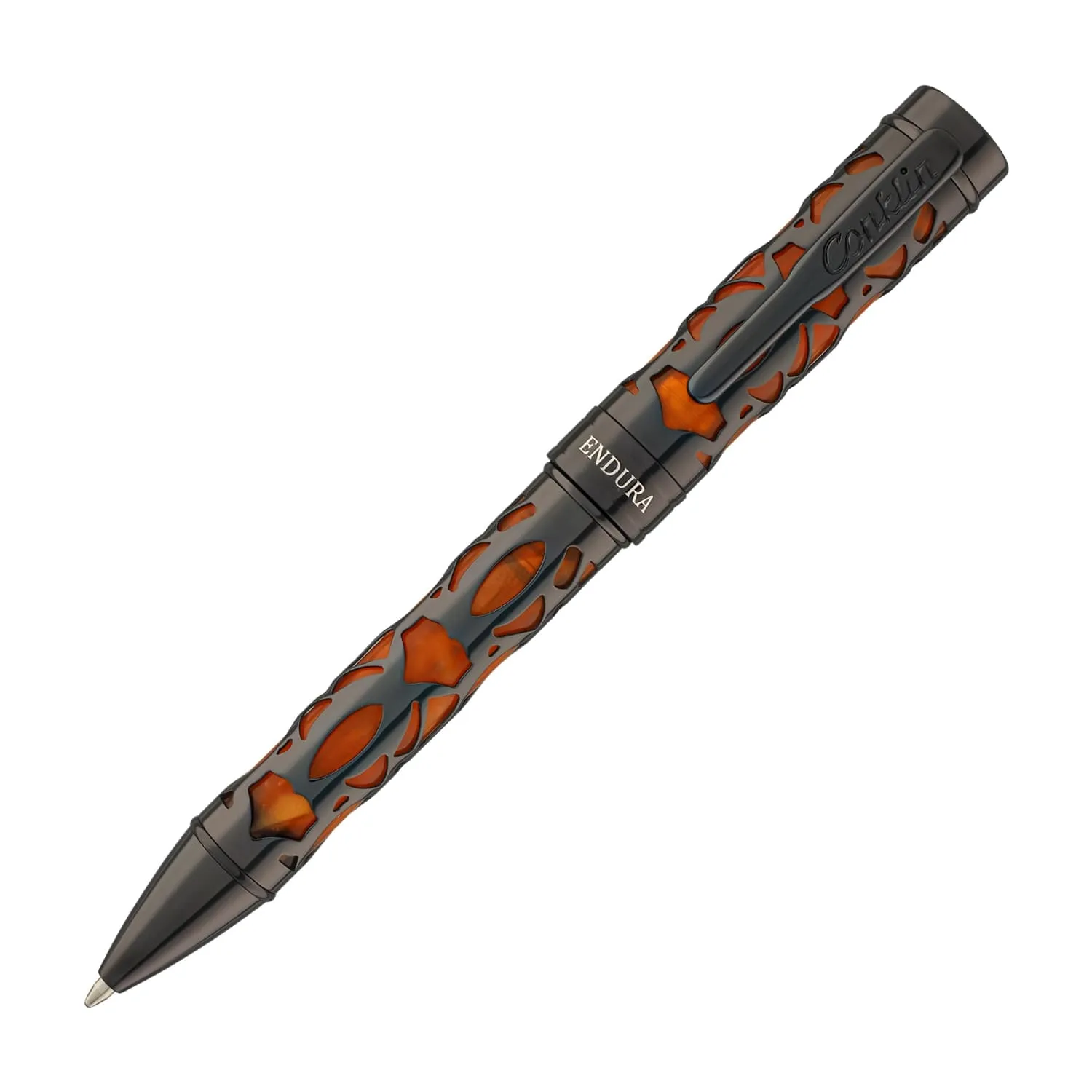 Conklin Endura Deco Crest Ballpoint Pen in Orange with Gunmetal Trim