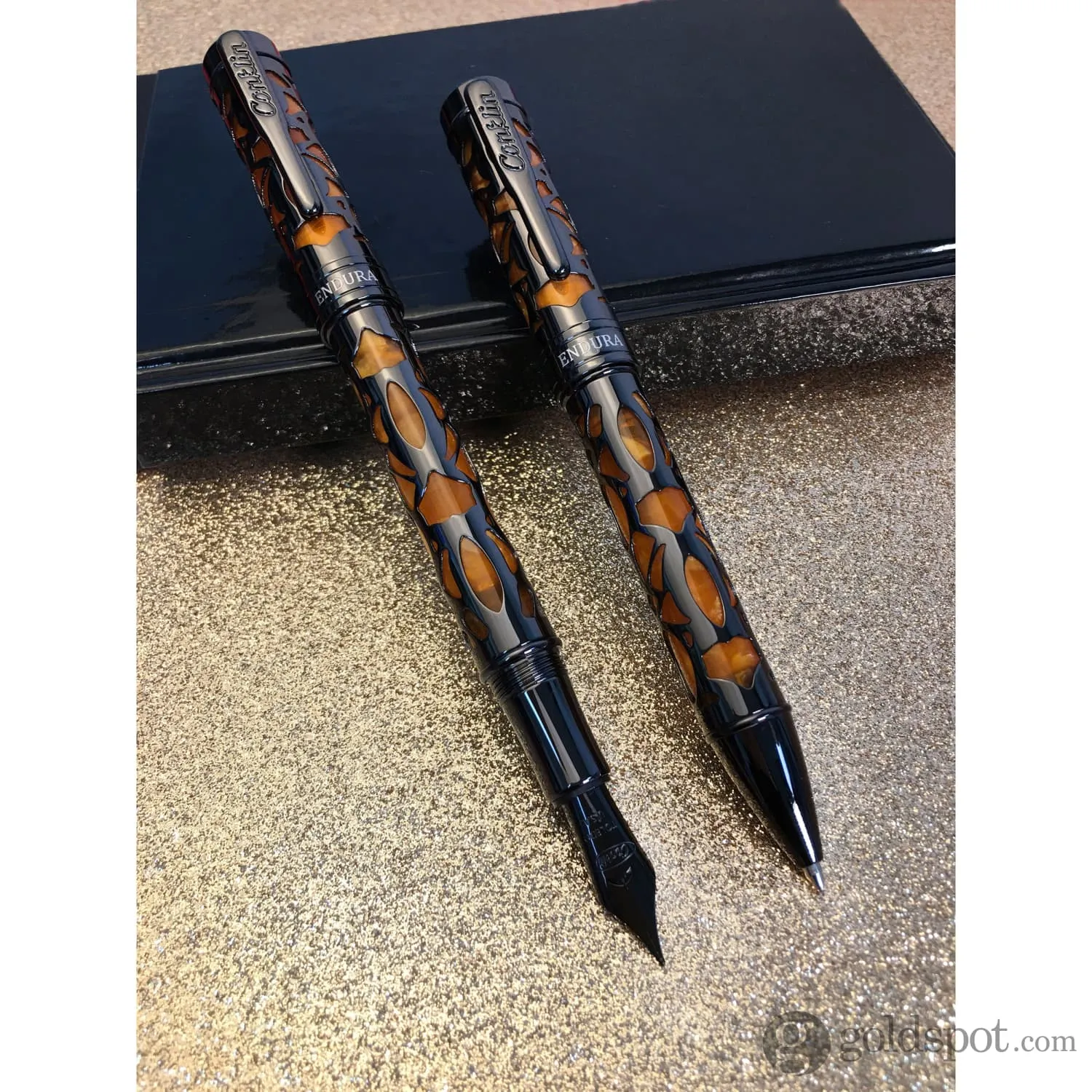 Conklin Endura Deco Crest Ballpoint Pen in Orange with Gunmetal Trim